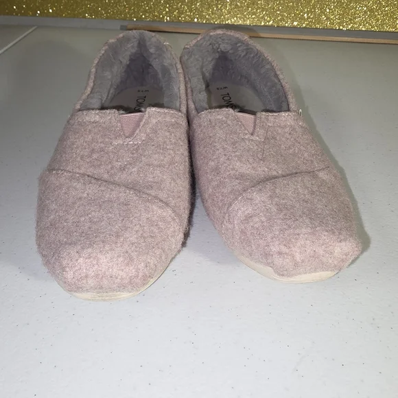 TOMS Women's Alpargata Faux Fur Lined Slip-On Flats dusty rose Sz.7.5 Slippers - Picture 15 of 16
